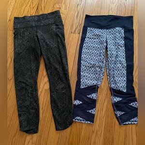 GUC Lot of 2 Athleta Mantra and Floral Print Legging Capri Tight Yoga Pilates S